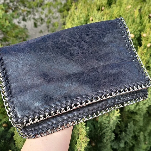 Black Clutch Evening Bag w/ Chain Trim - Picture 6 of 6